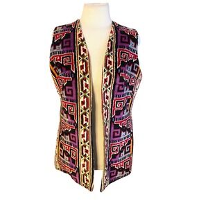 VTG 60's Aladdin tapestry vest sz Boho sz M wool carpet Boho Tribal Aztec